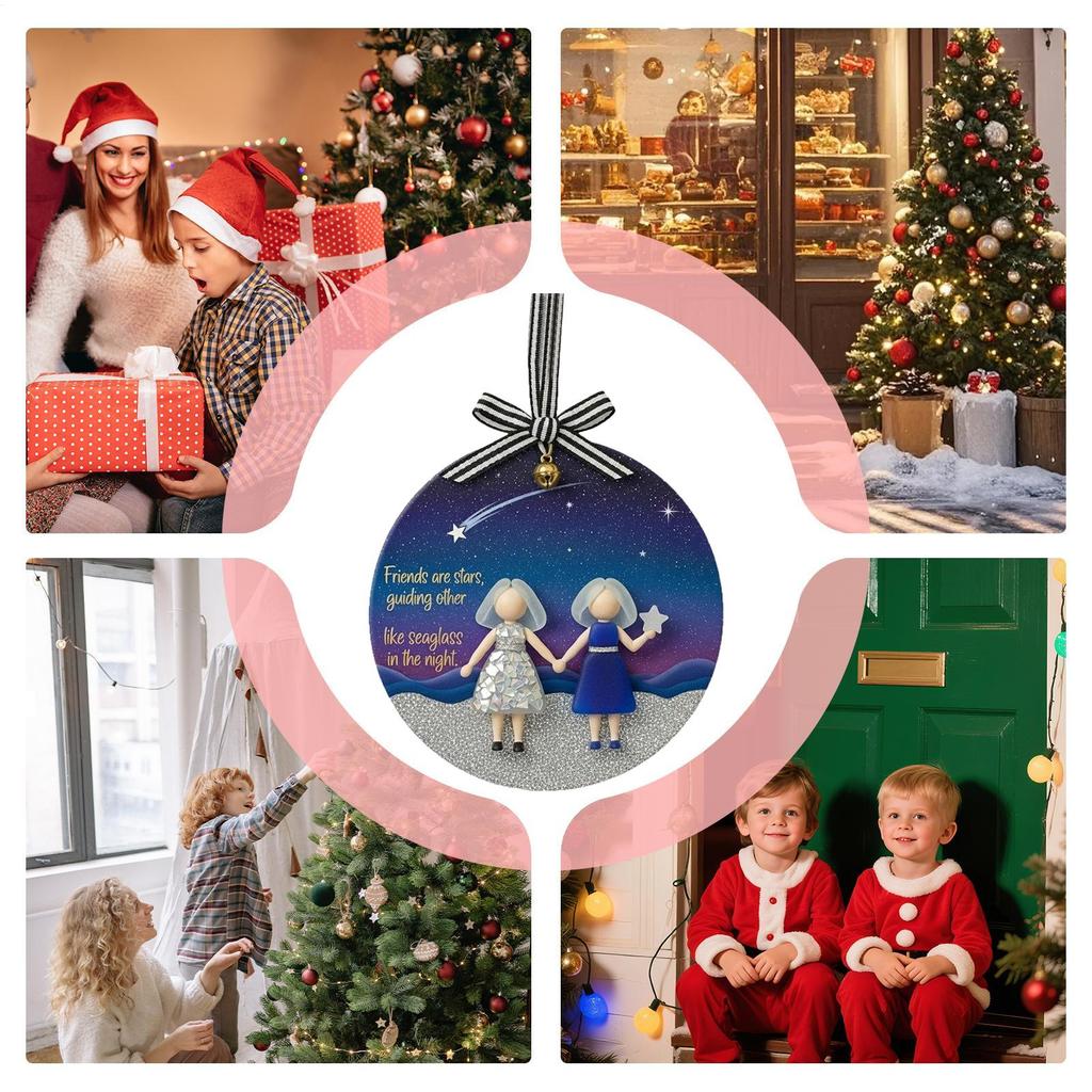 Friends Ornaments For Women 2D Acrylic Christmas Ornament Acrylic Friendship Pendant For Tree For Outdoor Windowsills Yard