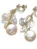 Freshwater Pearl Coin Petal Earrings with Silicone Natural Power Stone A1037 [Cherry] Cover, Stone,