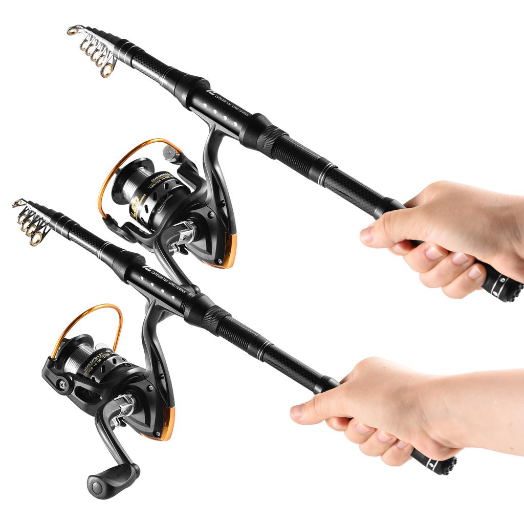 Lixada Fishing Rod Reel Combo Fiberglass Telescopic Fishing Rod Spinning Reel Fishing Line Lures