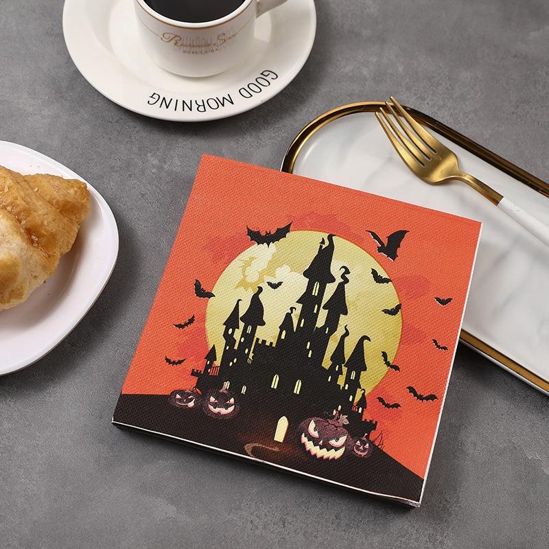 20Pcs/Pack 33x33cm Halloween Pumpkin Printed Disposable Napkin Paper Table Dinner Tissues Party Decoration