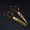 Tesoura de Cabelo Oca Dourada Nimpson Gold 6.0, Tesoura de Dentes para Corte de Cabelo, Fina
