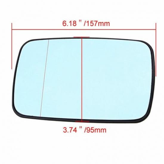 Driver/Passenger Side Mirror Glass For BMW E46 E39 Blue Tinted W/Holder Heated