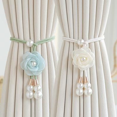 2 Stück Elegante Gardinenraffhalter, Blumenähnliches Design, für Wohnzimmer, Schlafzimmer, Hochzeit, Party-Dekoration - Langlebige Polyester-Gardinenzubehör