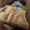 Men's Retro Thickened Warm Cotton Vest: Winter Hong Kong Style Solid Color Sleeveless Jacket