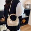 Holzperlen gewebte Knödeltasche Damen Sommer handgefertigt Umhängetasche lässige Strandtasche minimalistisches Design Reisehandtasche
