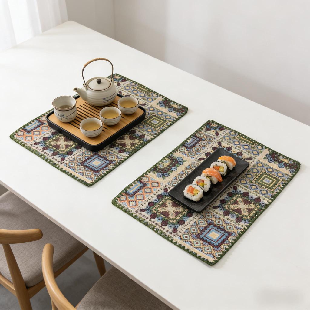 12 X 18 Inch Cotton Linen Washable Table Protector Durable Dining Table Kitchen Home Decor Placemats