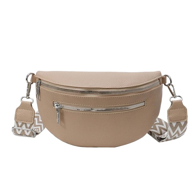PU Solid Color Zipper Waist Packs Soft Popular Fashi 2026 Hot Selling Stitching Simple Casual Commuting Crossbody Bag