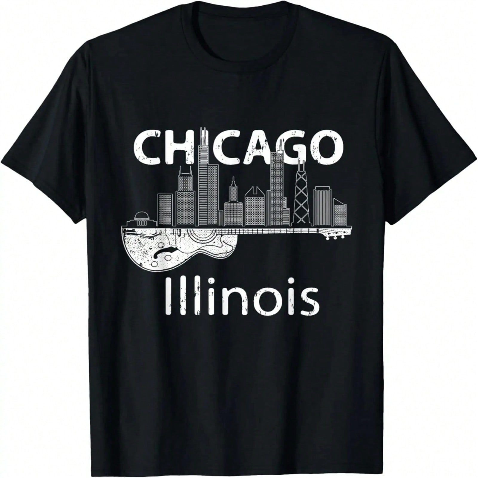 Chicago Souvenir unisex Illinois Music Electric Guitar T-Shirt S разноцветный