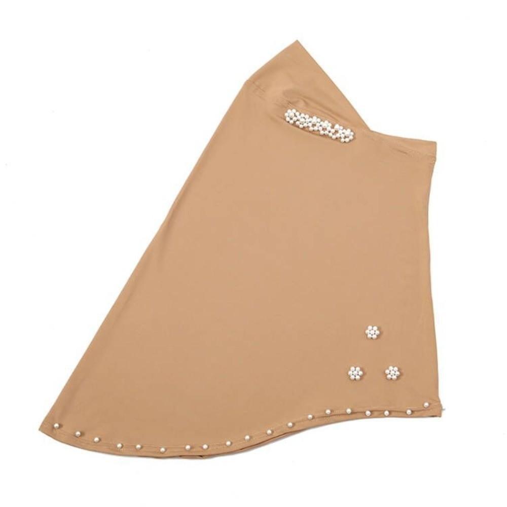 Easy Wear Imitation Pearl Beads Bonnet Hijab Comfortable Jersey Hijab Work хаки