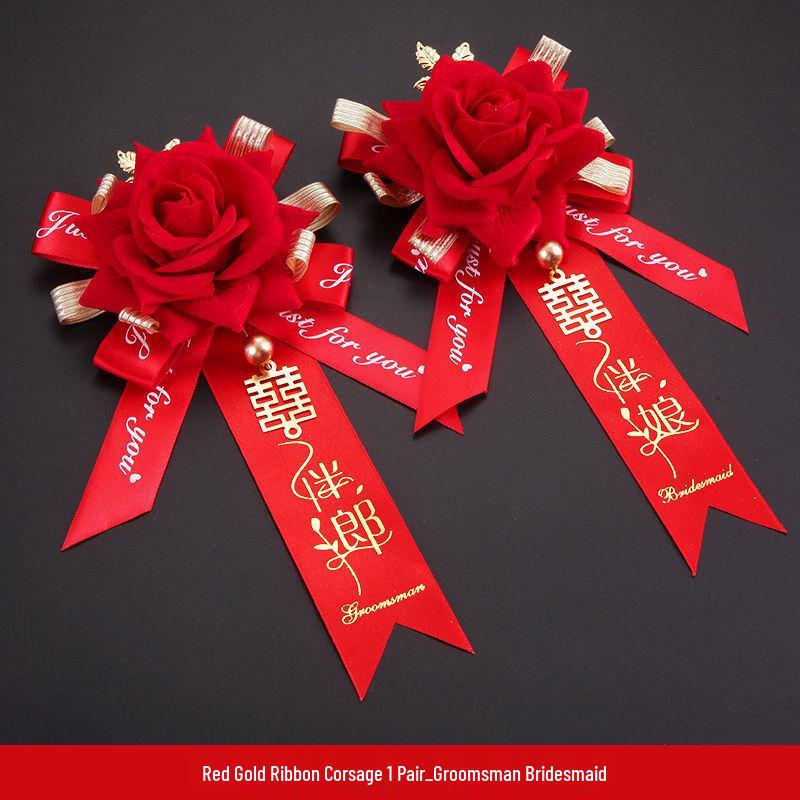 Wedding Corsage & Boutonniere Set for Bride, Groom, Bridesmaids & Groomsmen