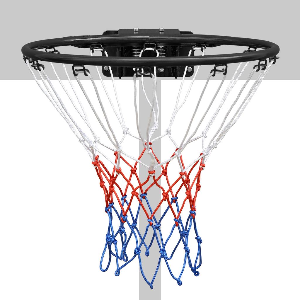 45.72cm Basketball Rim Replacement, Double Spring Solid, with Net, Fits In-Ground & Wall-Mounted, Steel, for Indoor & Outdoor Black