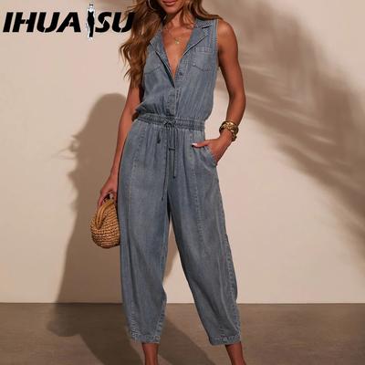 Damski Letni Casualowy Kombinezon Jeansowy