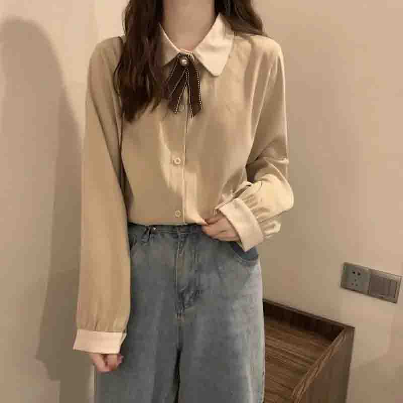 Shirts Women's Design Tops Long Sleeves Outer Wear Winter Clothes Women's Loose Shirts Stacked