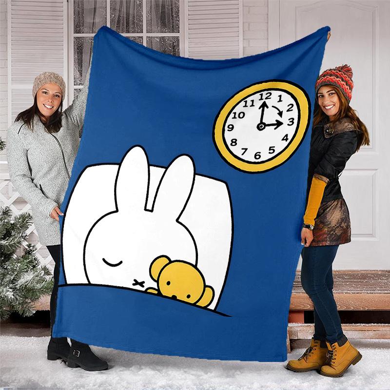 1pc Miffy2 Theme Blanket - Digital Print, Polyester, Cozy for All Seasons, Perfect for Outdoor, Camping, and Travel