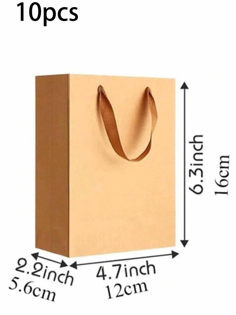 10/20pcs Gift Bags Handled Paper Bags Goodie Bags With Cloth Handles Gift Wrap Bags Shopping Bags Merchandise Bags For Business.