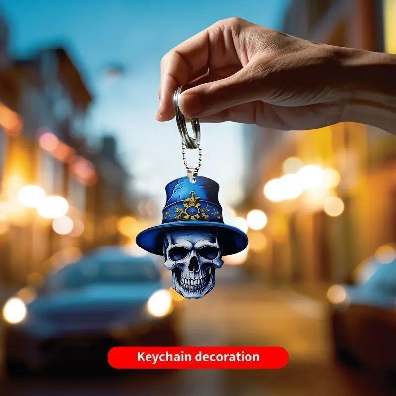 Vintage Flat Acrylic Surface Skull Car Pendant For Halloween Decor Vehicle
