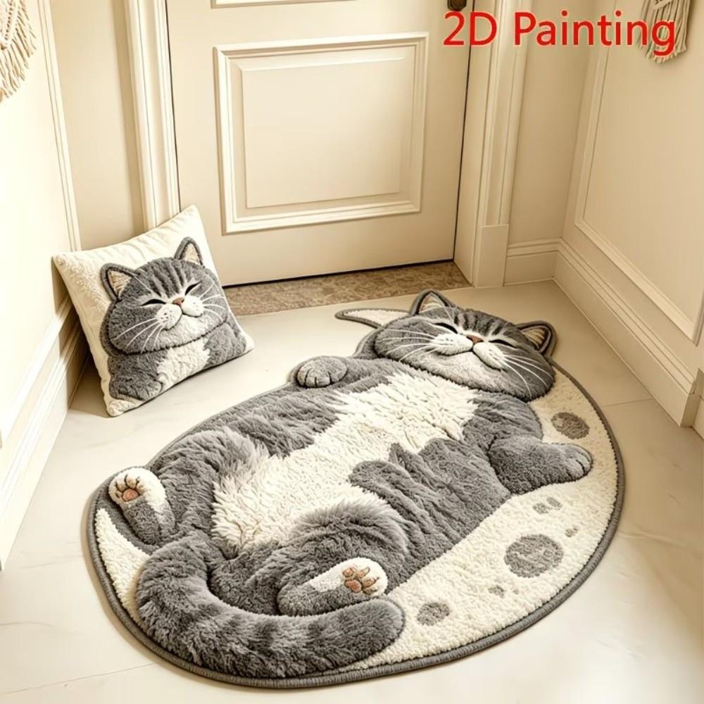 Non-Slip Home Decor Carpet Anti-fouling Cartoon Carpet Soft Cat-Shaped Area Rug Living Rooms