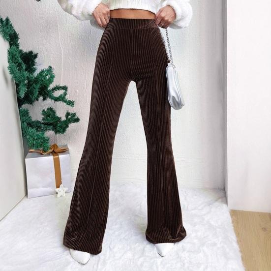 Retro Corduroy Flared Pants High Waisted Wide Leg Trousers for Women Solid Color Loose Casual Pants for Work Travel And Daily Wear