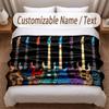 Music Guitar Theme Soft Blanket Personalized Custom Name Text Print Warm Blanket Home Sofa Bedroom Decor