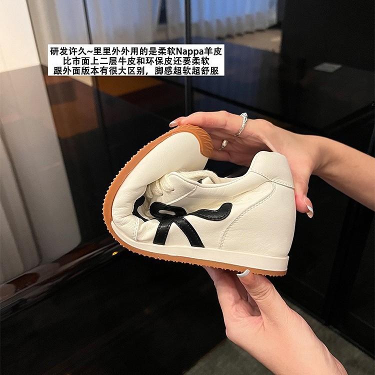 Sheepskin Version~ Roy Wei Leather Delicate and Versatile Inner Height Increase 5cm German Training Shoes Women's 2025 New Height Increase Forrest