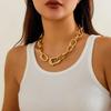 Layered Aluminum Stylish Chain Necklace With Geometric Metal Lock For Women