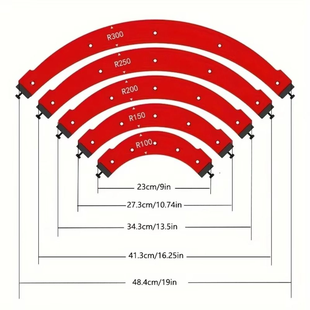 R100 R150 R200 R250 R300 Round Corner Radius Templates Reusable Radius Jig  Edge Molding