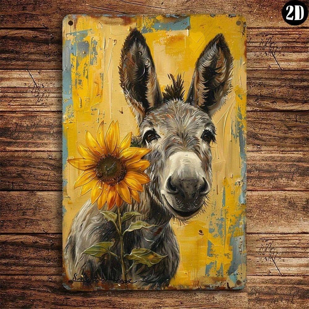 Vintage Metal Poster Donkey Wall Art Decor for Bar Cafe Garage