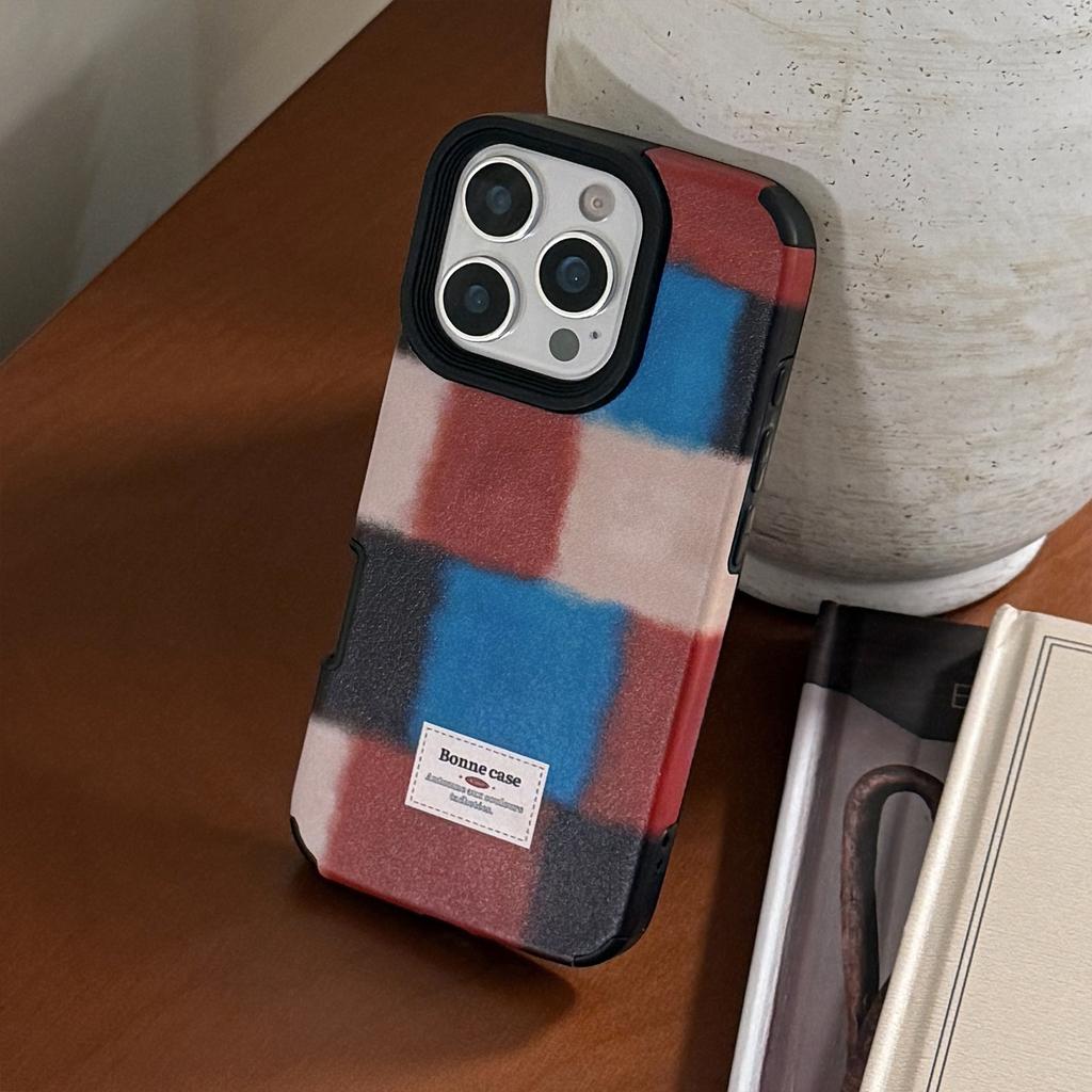 Personalized Retro Plaid Splicing for IPhone 16 Promax for Apple 17 Phone Case 15 Premium 14 Leather 13