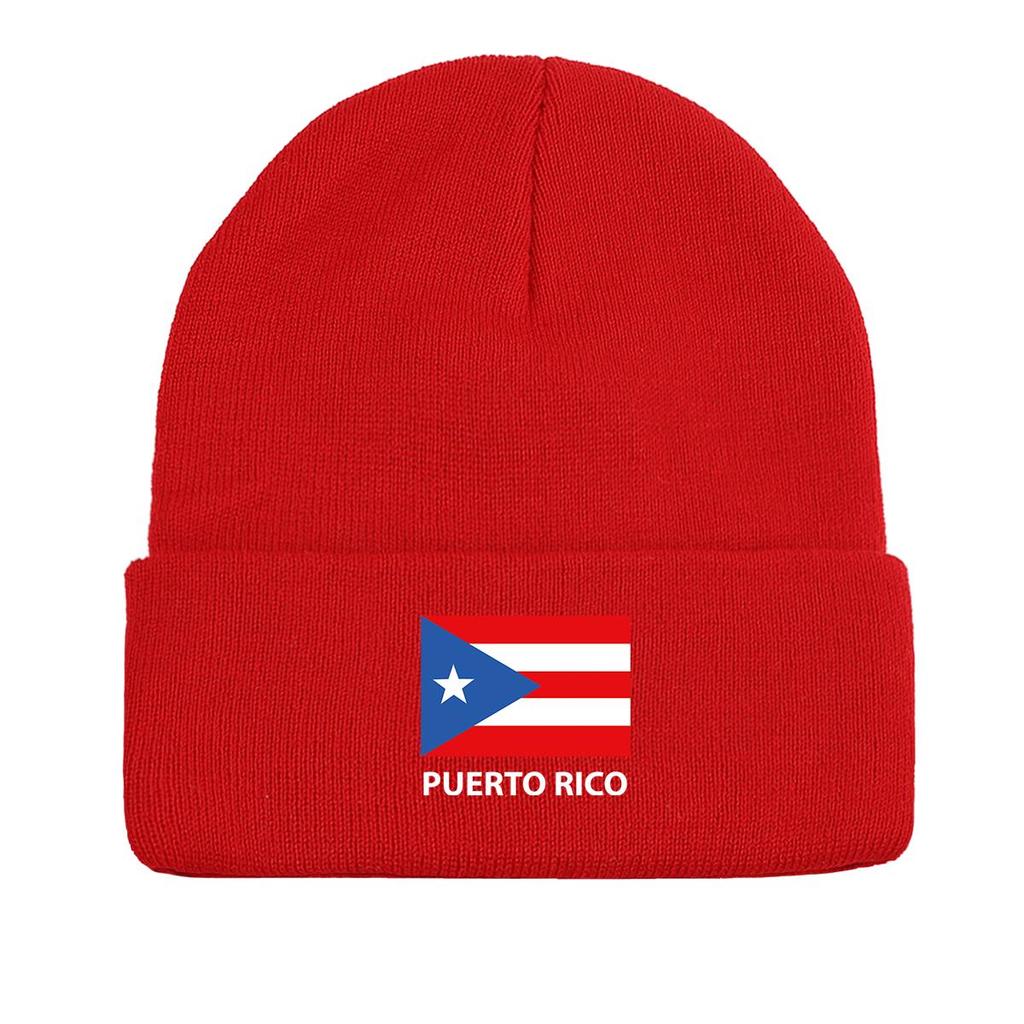 Puerto Rico Flag Warm Knit Cap Beanie, Patriotic Skullies Beanies Windproof Thermal Simple Headwear Knitted Cap Beanie