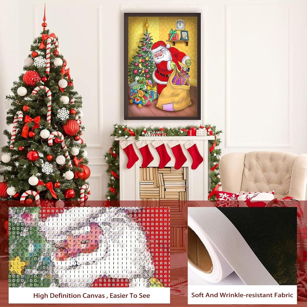 Adult Christmas Diamond Painting Kit, Santa Cartoon 5D Diamond Painting Rhinestone Embroidery Full Diamond Diamond Art Christmas Home Wall Decoration