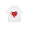Vintage Oversized T-Shirt with Red Heart Collage Print – Romantic Edgy Heart-Themed Top