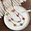 Adjustable Colorful Ceramic Necklace Woven Rope Boho Style Necklace  for Women Fashion