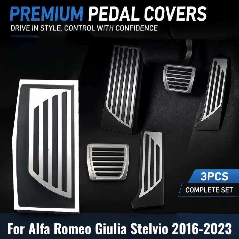 Per Alfa Romeo Giulia Stelvio 2016-2023 Copripedale Auto LHD Acciaio Inossidabile Pedale Acceleratore Gas Pedale Freno Copripedali Parti