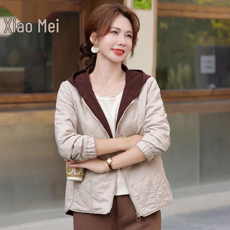 Middle-Aged Women s Spring Casual Hooded Jacket 3XL