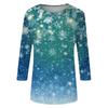 Women's Fashion Casual Christmas Tree Printed Round Neck Three-Quarter Sleeve T-Shirt Top