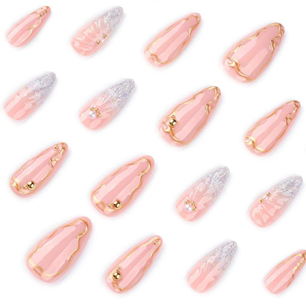 Almond Shape 3D Manicure False Nails - European & American Style
