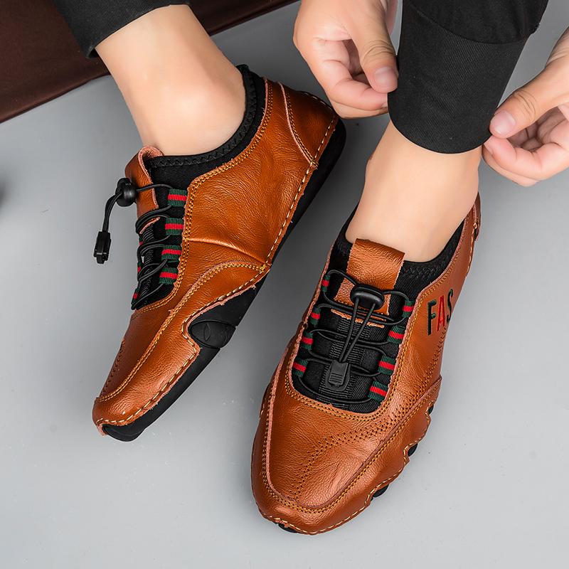 Modne męskie mokasyny w stylu brytyjskim Duże męskie buty na co dzień Ręcznie robione skórzane buty