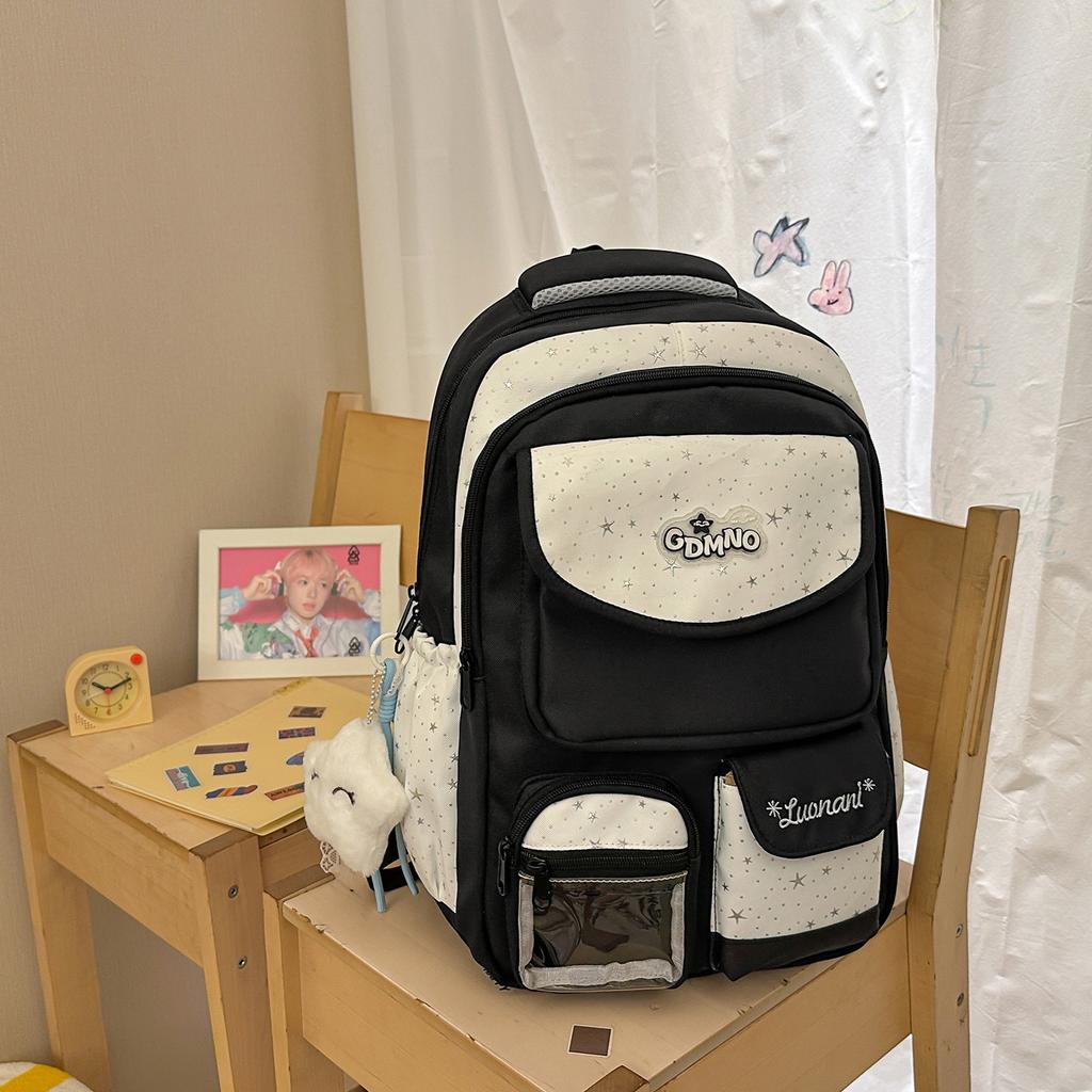 Schoolbag high value Japanese ins wind backpack female student large capacity cute pain bag lightweight schoolbag multi-layer backpack