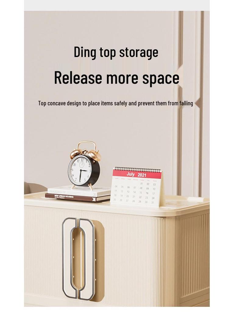 Foldable Sliding Door Cabinet with Wheels - Multi-layer Organizer for Baby Wardrobe or Snack Storage