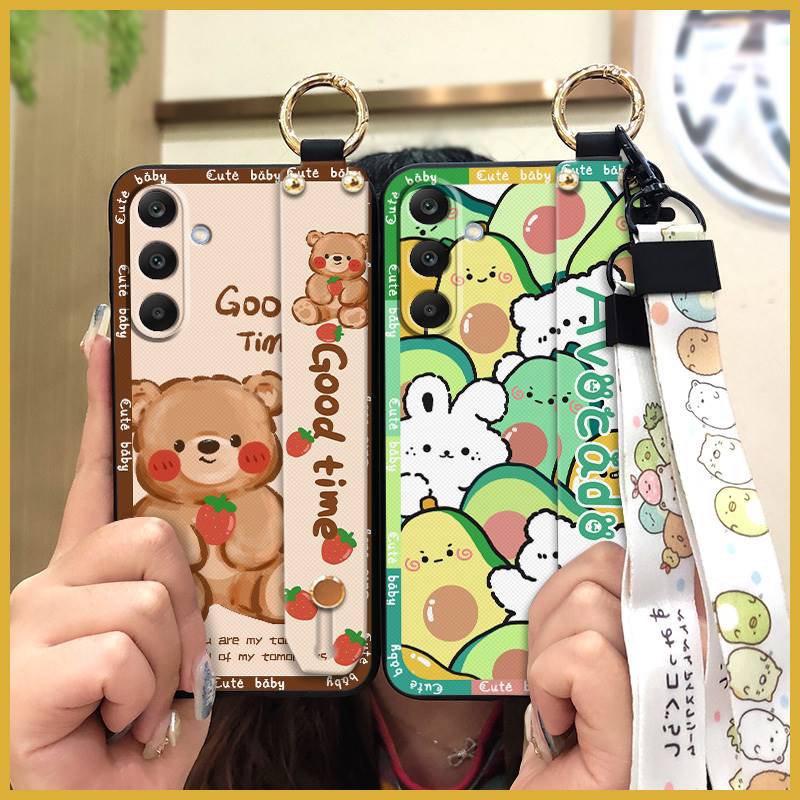 Waterproof Silicone Phone Case For Samsung Galaxy A17 Cute Wrist Strap Back Cover Fashion Design Kickstand Lanyard Ring