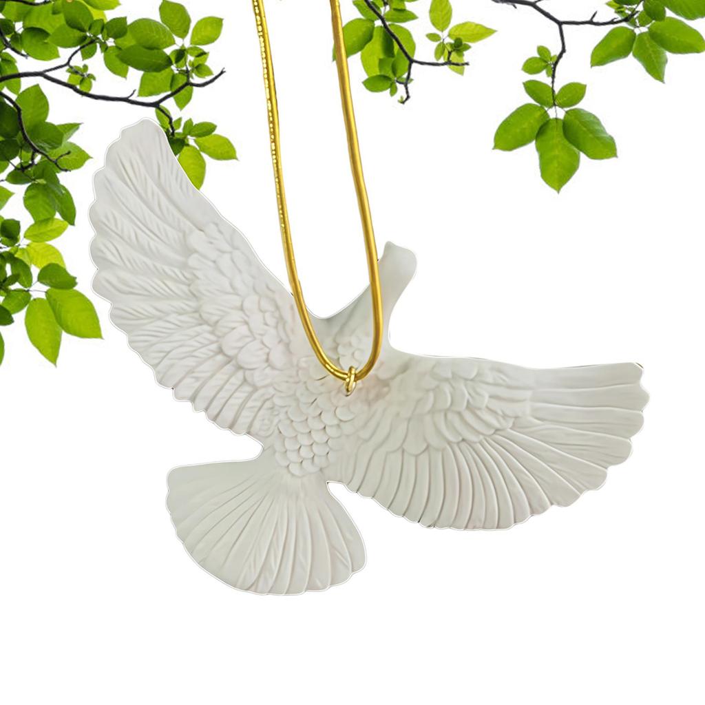 White Doves Christmas Ornaments Xmas Tree Pendant Resin Bird Hanging 2026 New Year Party Home Decoration