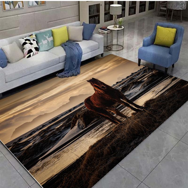 3D Horse Printed Large Carpet,doormat,living Room,bedroom,bathroom Decoration Animal - Running Horse Pattern Anti Slip Floor Mat