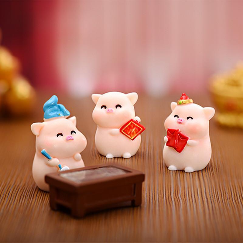 Entzückende Harz-Schwein-Figur für DIY-Desktop-Dekorationen Perfekt für Neujahrsfeiern