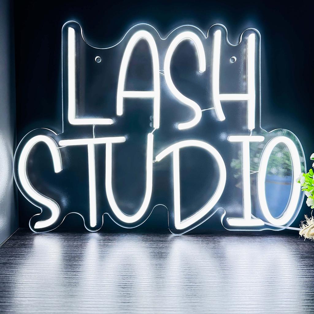 Lash Studio Neon Sign Lashes Room Decor LED Light Business Signs for Lash Lounge, Studio, Beauty Salon, Office Decorations