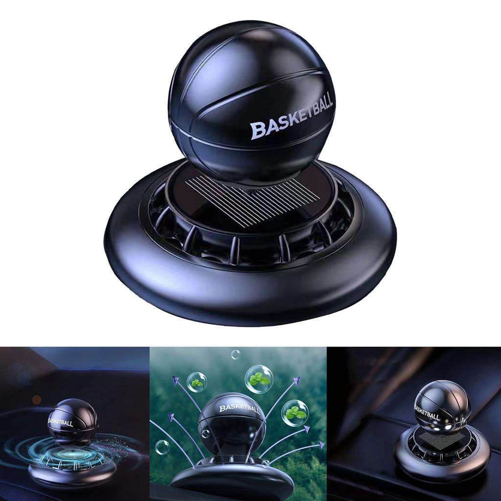 Car Solar Freshener Auto Rotatable Football Strong Alloy Stylish Design Car Air Freshener for Vehicle Decoration Glossy Black