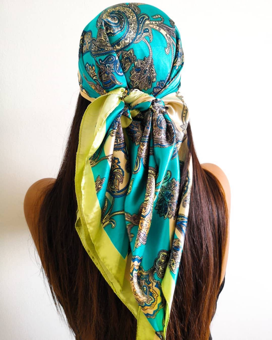 

Высококачественные роскошные шелковые шарфы, повязка на голову, шарфы, шейный шарф для женщин, шелковый шарф с цепочкой, женская декоративная шаль 90*90cm