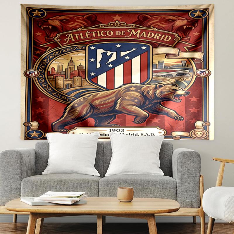 Club Atletico de Madrid Print Tapestry, Lightweight Wall Hanging, for Bedroom, Dorm, Living Room, Home Art Decor, Birthday Christmas Gift