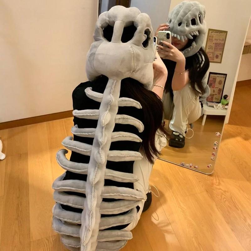 75/115CM Dinosaur Skeleton Costume Set Dress Up Clothing Plush Toys Party Cosplay Toy Kid Adult Dress-Up Creative Funy Gift