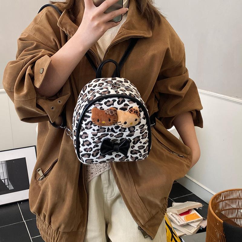 Cartoon Cute Kitten Boys And Girls Small Schoolbag Kindergarten Baby Backpack Trendy Cool Leopard Print Children'S Backpack