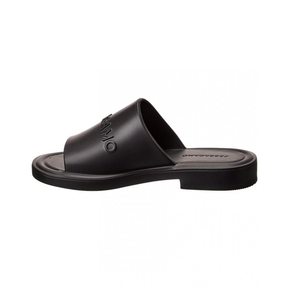 Salvatore Ferragamo Black 3d Logo Rubber Sandal Giuneva
